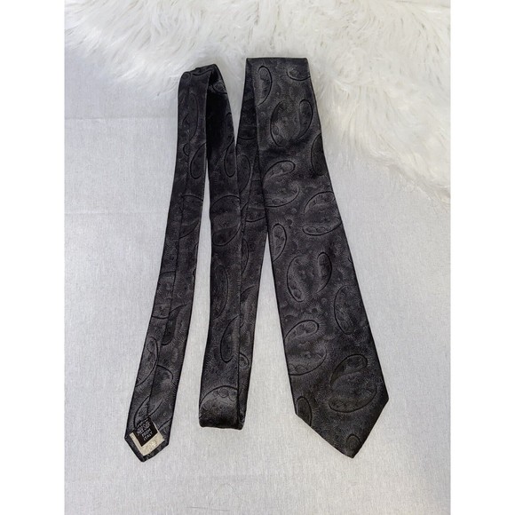 Mens Vintage Givenchy Silk Damask Gunmetal Gray Neck Tie EUC - Picture 3 of 6